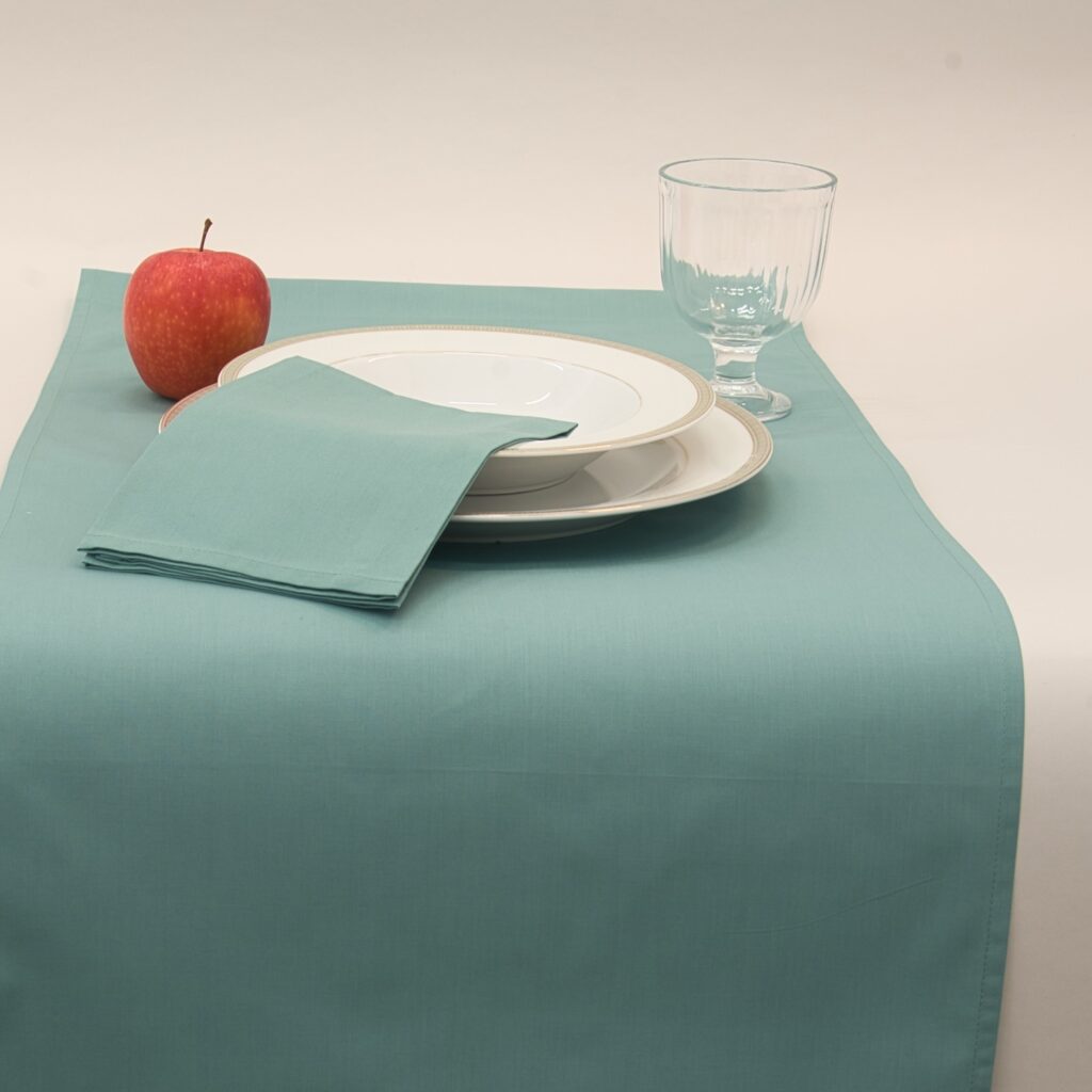 Tischläufer Stoffservietten 7 Stk. Set Baumwolle Mintgrün VON SCHÜTZ