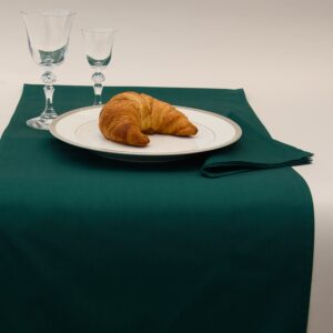 Tischläufer Stoffservietten 7 Stk. Set Baumwolle dunkelgrün VON SCHÜTZ