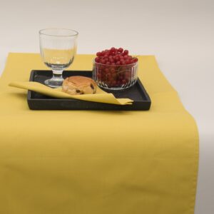 Tischläufer Stoffservietten 7 Stk. Set Baumwolle gelb VON SCHÜTZ