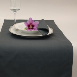 Tischläufer Stoffservietten 7 Stk. Set Baumwolle dunkelgrau VON SCHÜTZ
