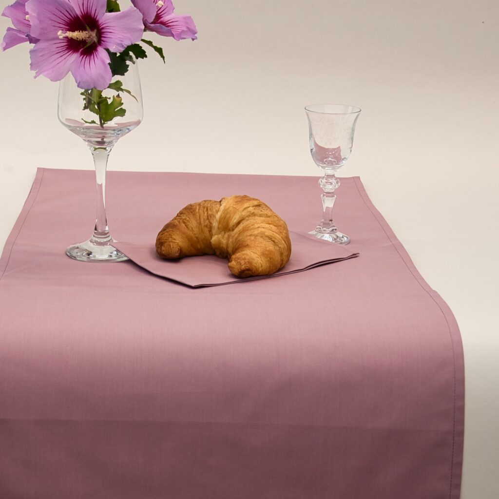 Tischläufer Stoffservietten 7 Stk. Set Baumwolle altrosa VON SCHÜTZ