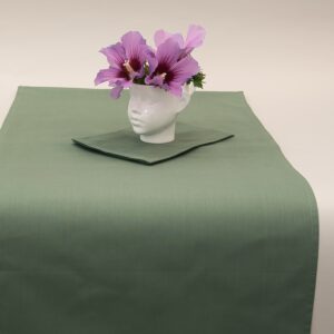 Tischläufer Stoffservietten 7 Stk. Set Baumwolle Salbeigrün VON SCHÜTZ