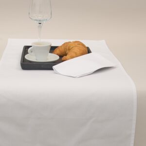 Tischläufer Stoffservietten 7 Stk. Set Baumwolle weiß VON SCHÜTZ
